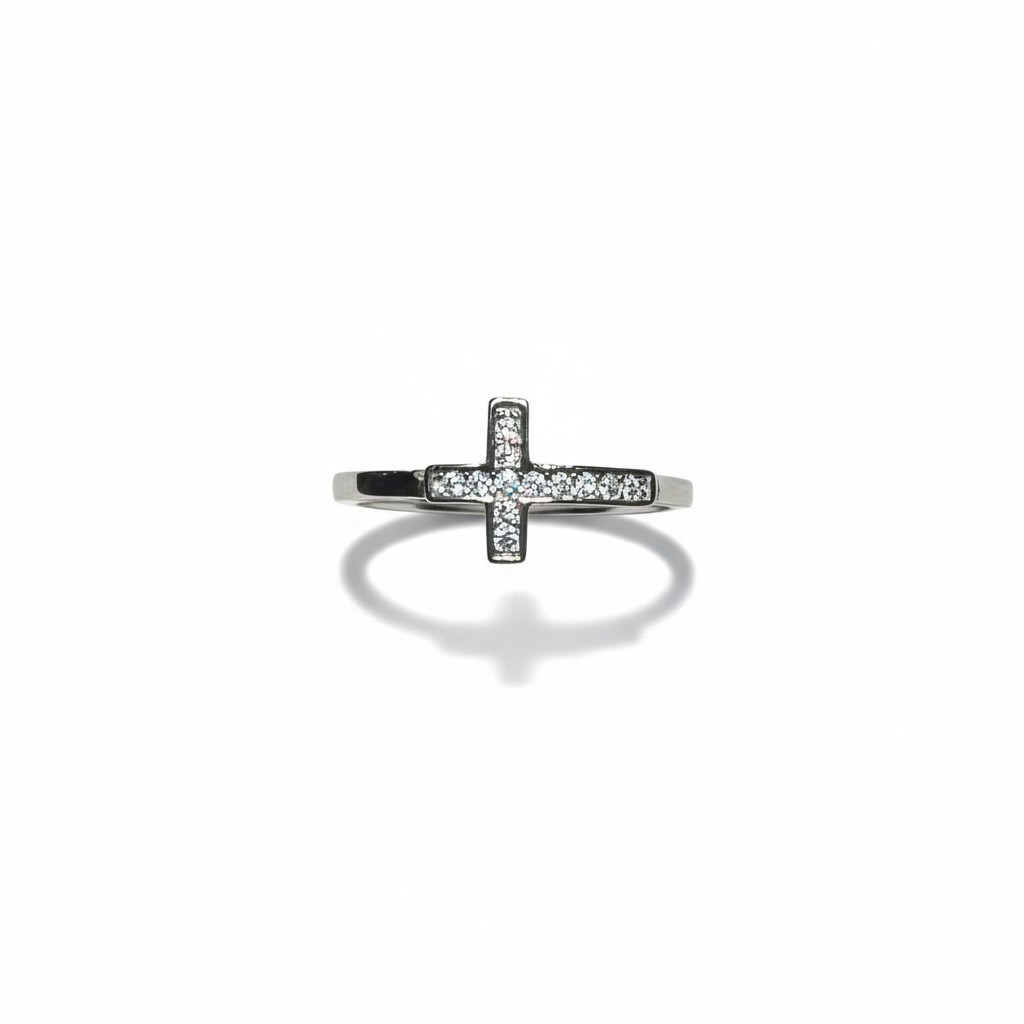Sterling Silver Cross CZ Ring