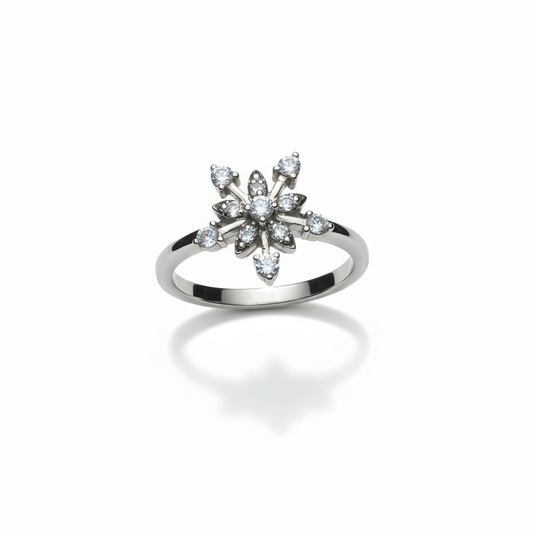 Sterling Silver Snowflake CZ Ring
