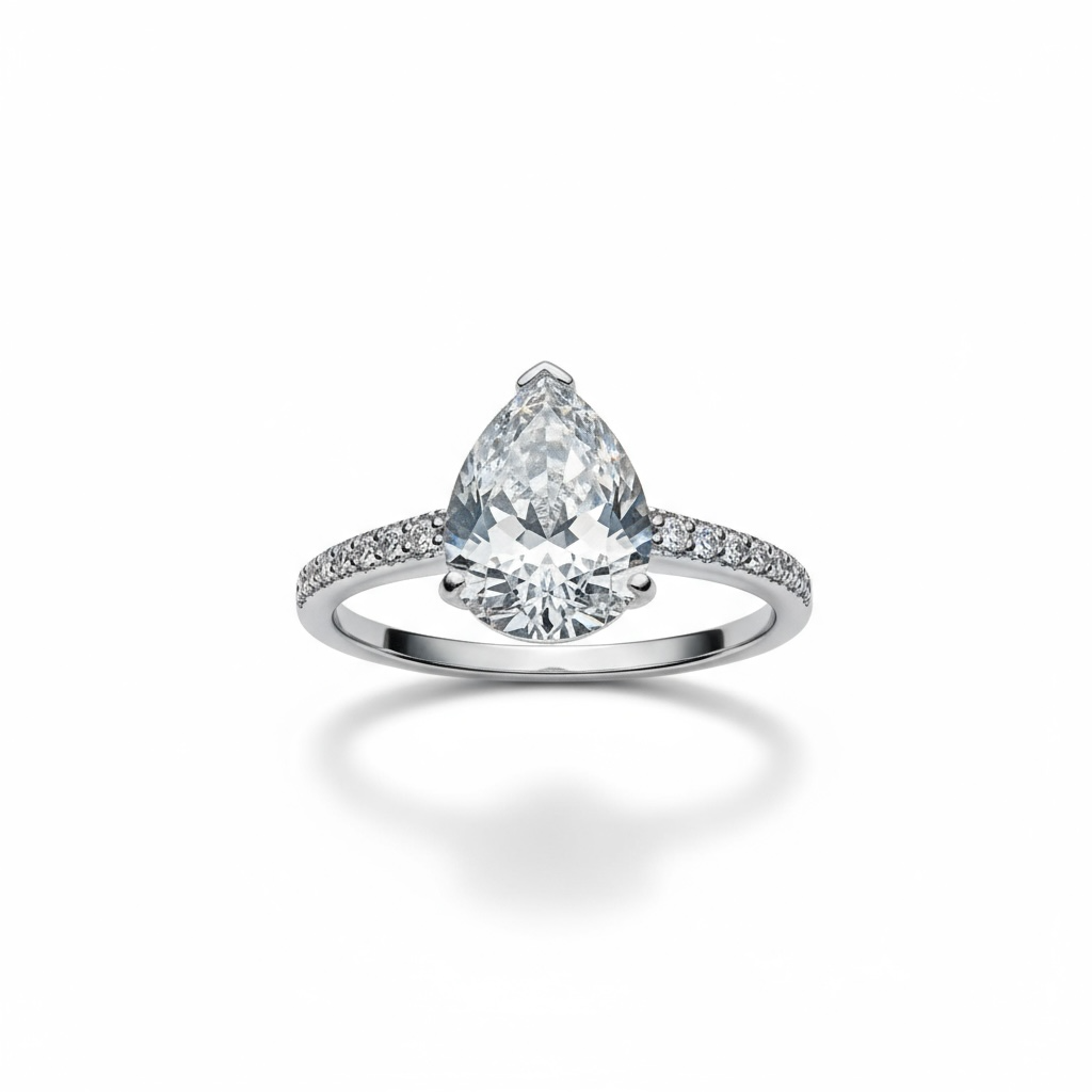 Sterling Silver Pear Shape CZ Ring