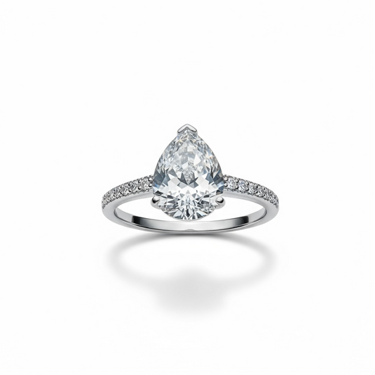 Sterling Silver Pear Shape CZ Ring