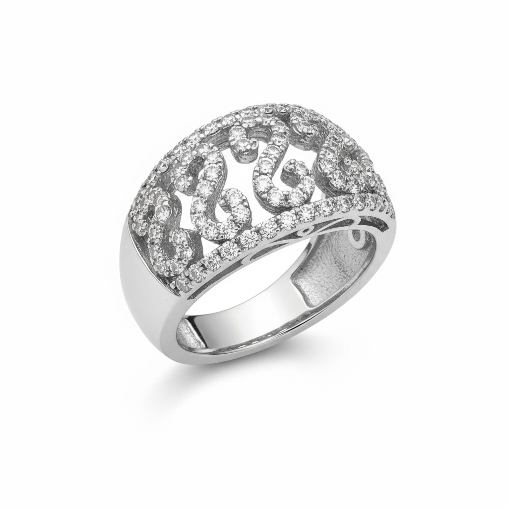 Sterling Silver CZ Broad Ring