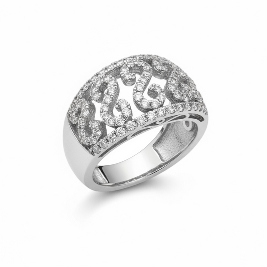 Sterling Silver CZ Broad Ring