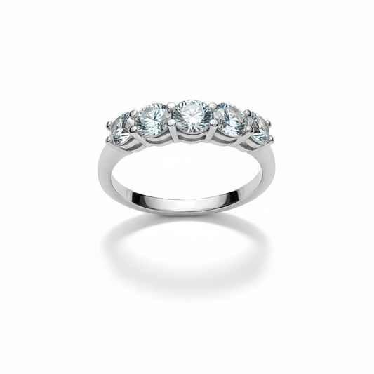 Sterling Silver 5 Stone Eternity Design Ring
