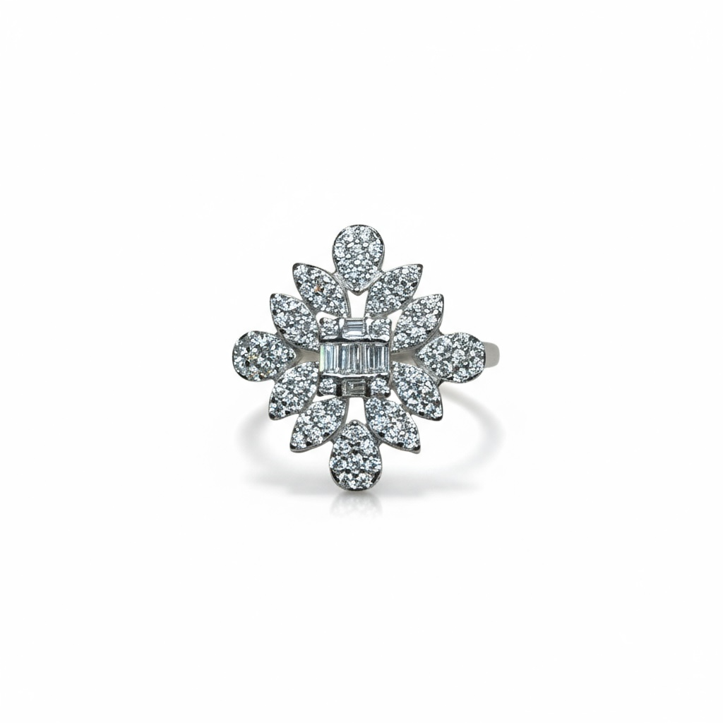 Sterling Silver Fancy CZ Ring