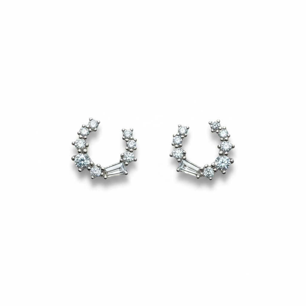 Sterling Silver Fancy CZ Stud Earrings