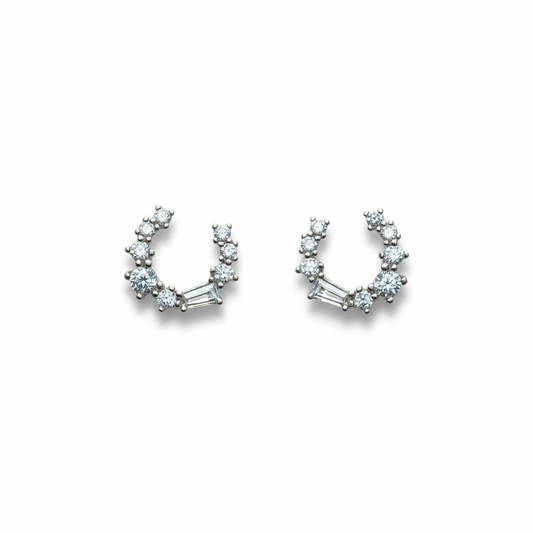 Sterling Silver Fancy CZ Stud Earrings
