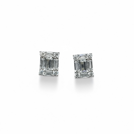 Sterling Silver Baguette Cut CZ Studs