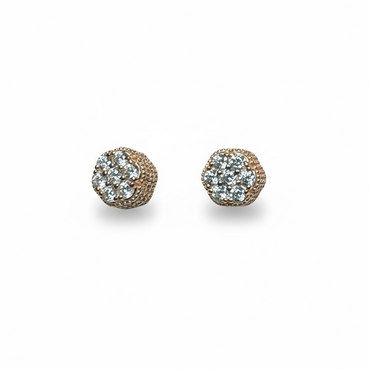 Sterling Silver Rose Gold Plated Studs With CZ Stones