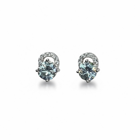 Sterling Silver Fancy CZ Stud Earrings
