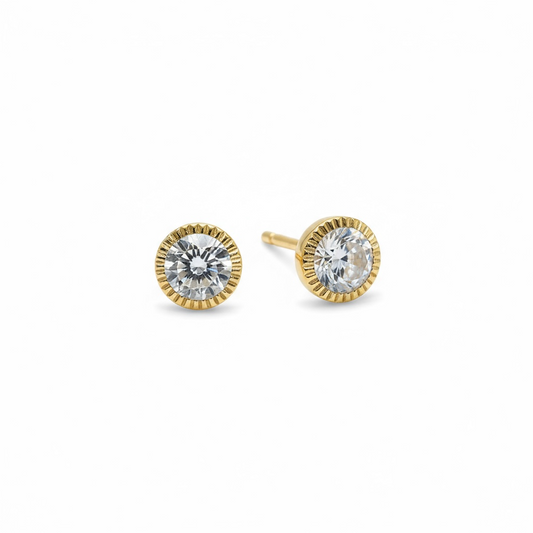 9ct Yellow Gold Tube 5mm CZ Studs