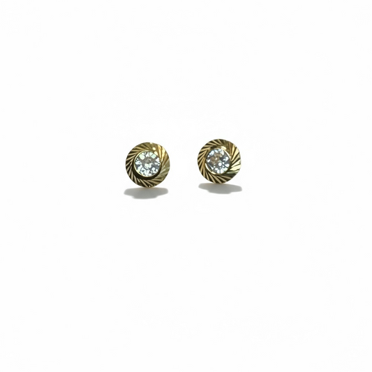 9ct Yellow Gold Fancy CZ Stud