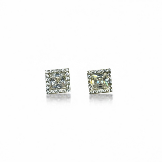 9ct Yellow Gold Fancy Square CZ Studs