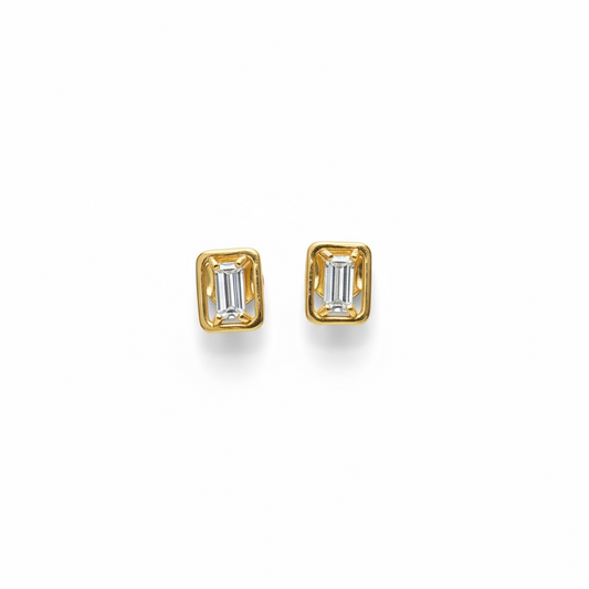 9ct Yellow Gold Rectangle CZ Studs