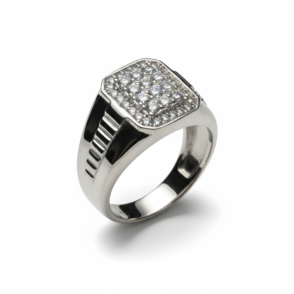Sterling Silver Gents CZ Ring