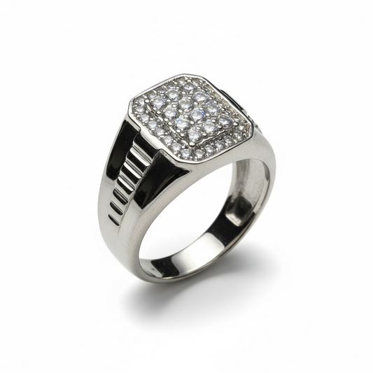 Sterling Silver Gents CZ Ring