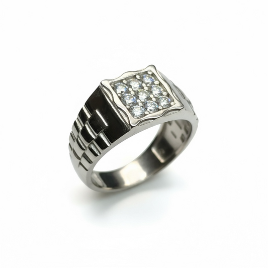 Sterling Silver Gents CZ Flat Top Ring