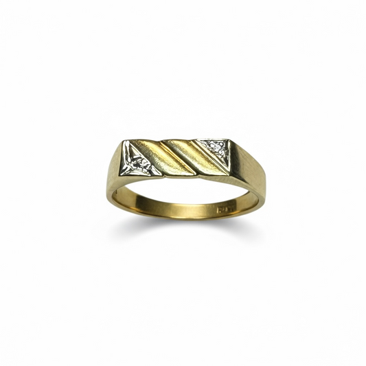 9ct Yellow Gold Gents CZ Ring