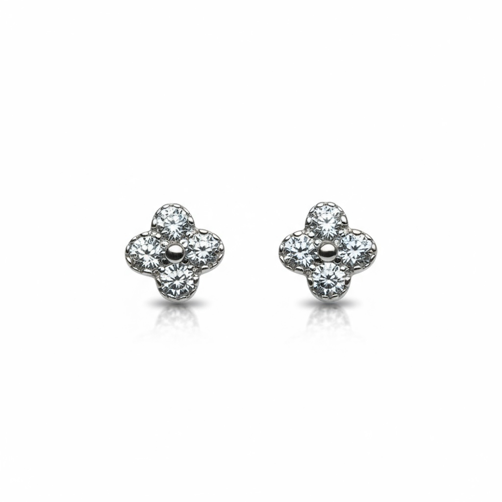18ct White Gold Diamond Floral Studs