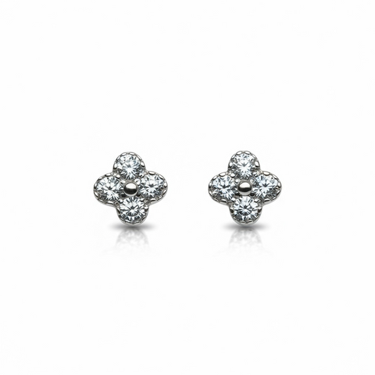 18ct White Gold Diamond Floral Studs
