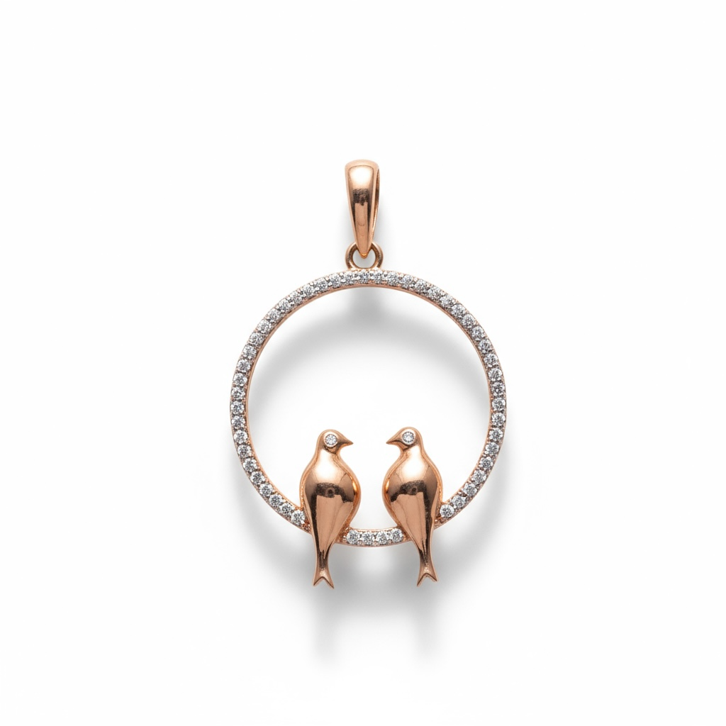 Sterling Silver Rose Gold Plated CZ Circle Pendant