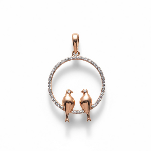 Sterling Silver Rose Gold Plated CZ Circle Pendant