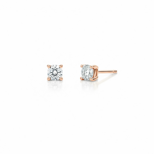 Sterling Silver Rose Gold Plated 2mm CZ Studs