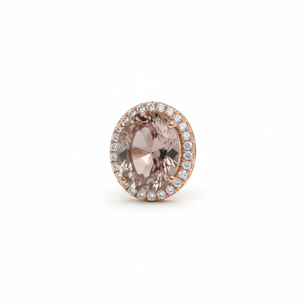 Sterling Silver Rose Gold Plated CZ Oval Pendant