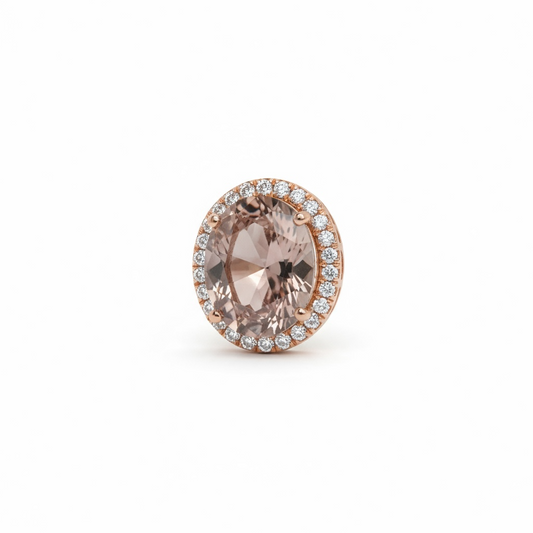 Sterling Silver Rose Gold Plated CZ Oval Pendant