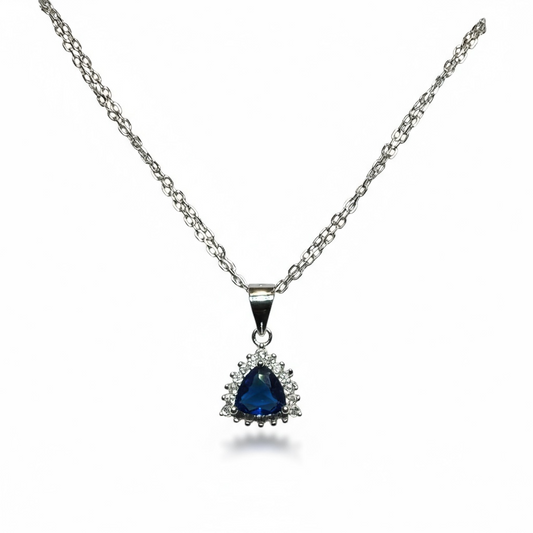 Sterling Silver Blue & White CZ Pendant & Chain