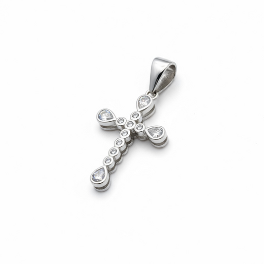 Sterling Silver CZ Fancy Cross Pendant