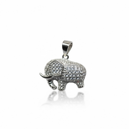 Sterling Silver Fancy CZ Elephant Pendant