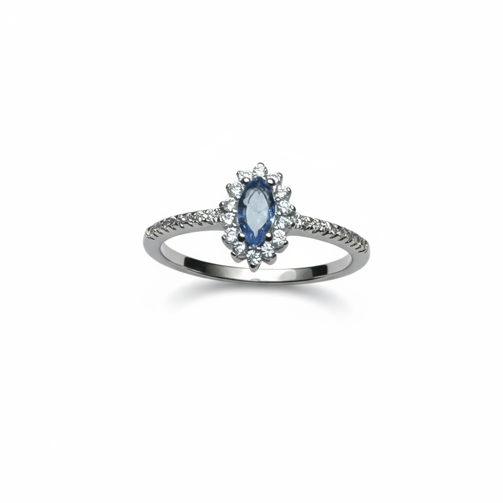 Sterling Silver Blue & White CZ Ring