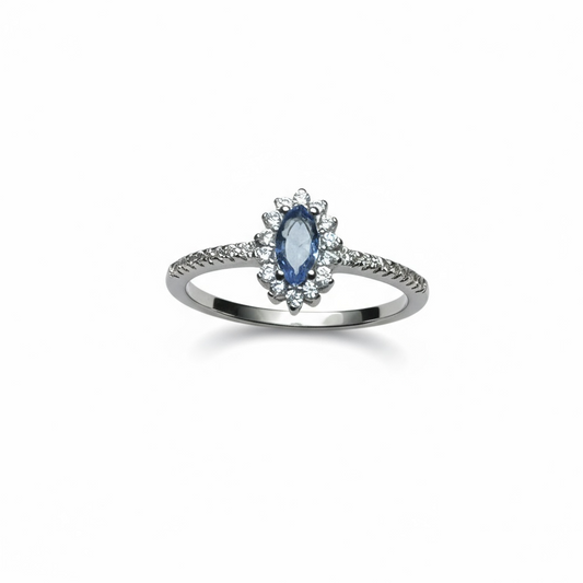 Sterling Silver Blue & White CZ Ring