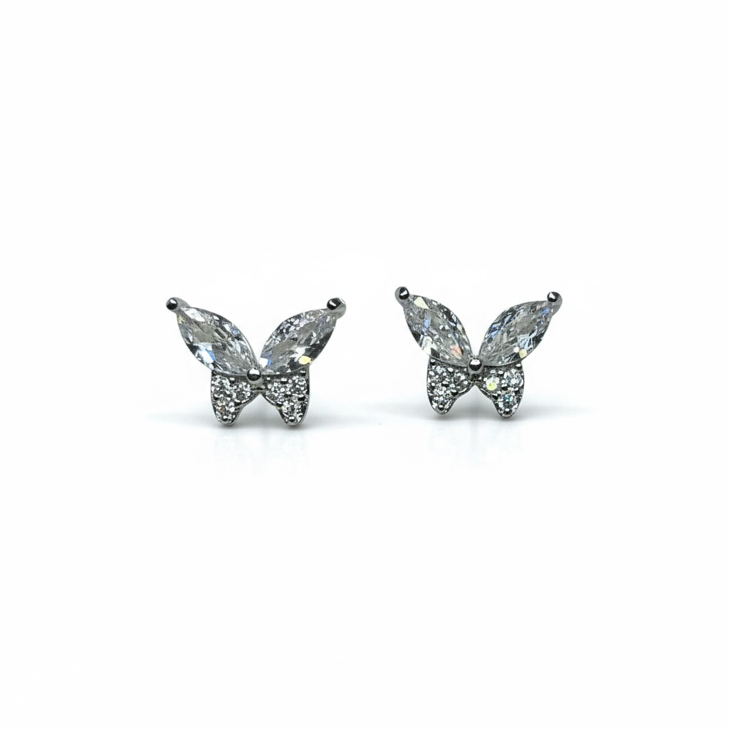 Sterling Silver CZ Butterfly Studs