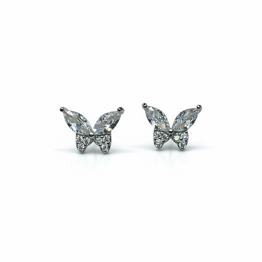 Sterling Silver CZ Butterfly Studs