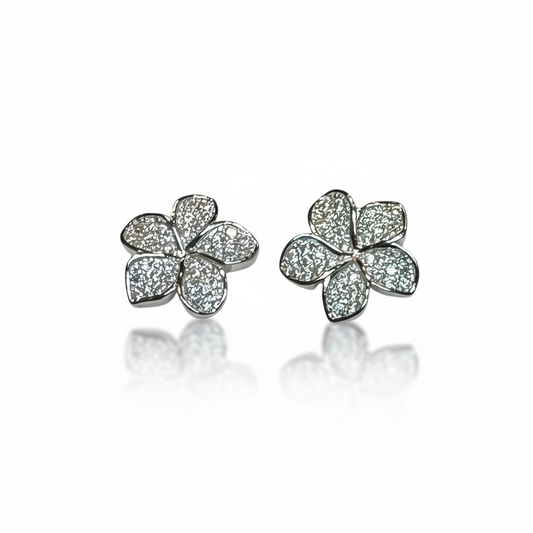 Sterling Silver CZ Flower Studs