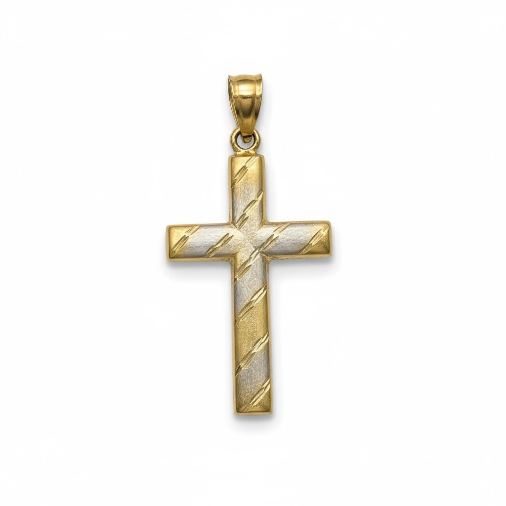 9ct Gold Two Tone Cross Pendant