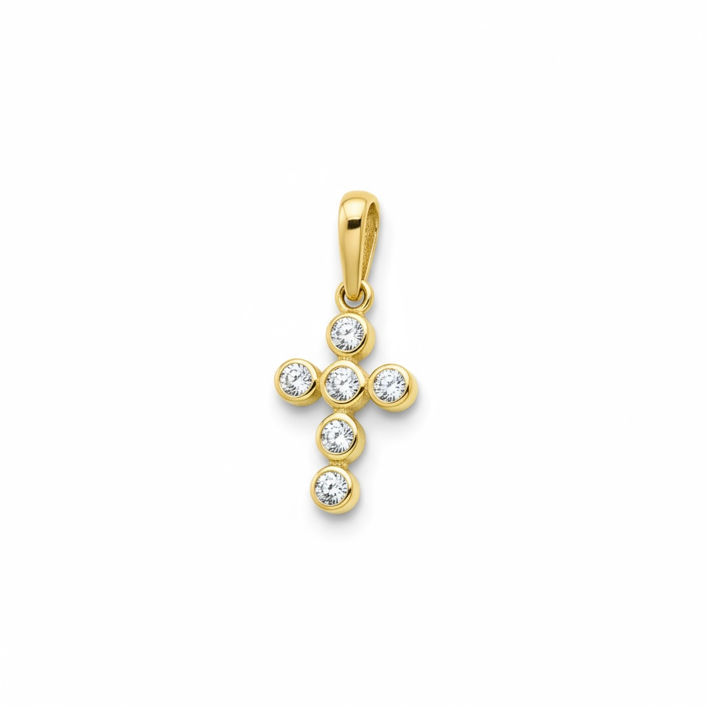 9ct Gold Cz Fancy Cross Pendant