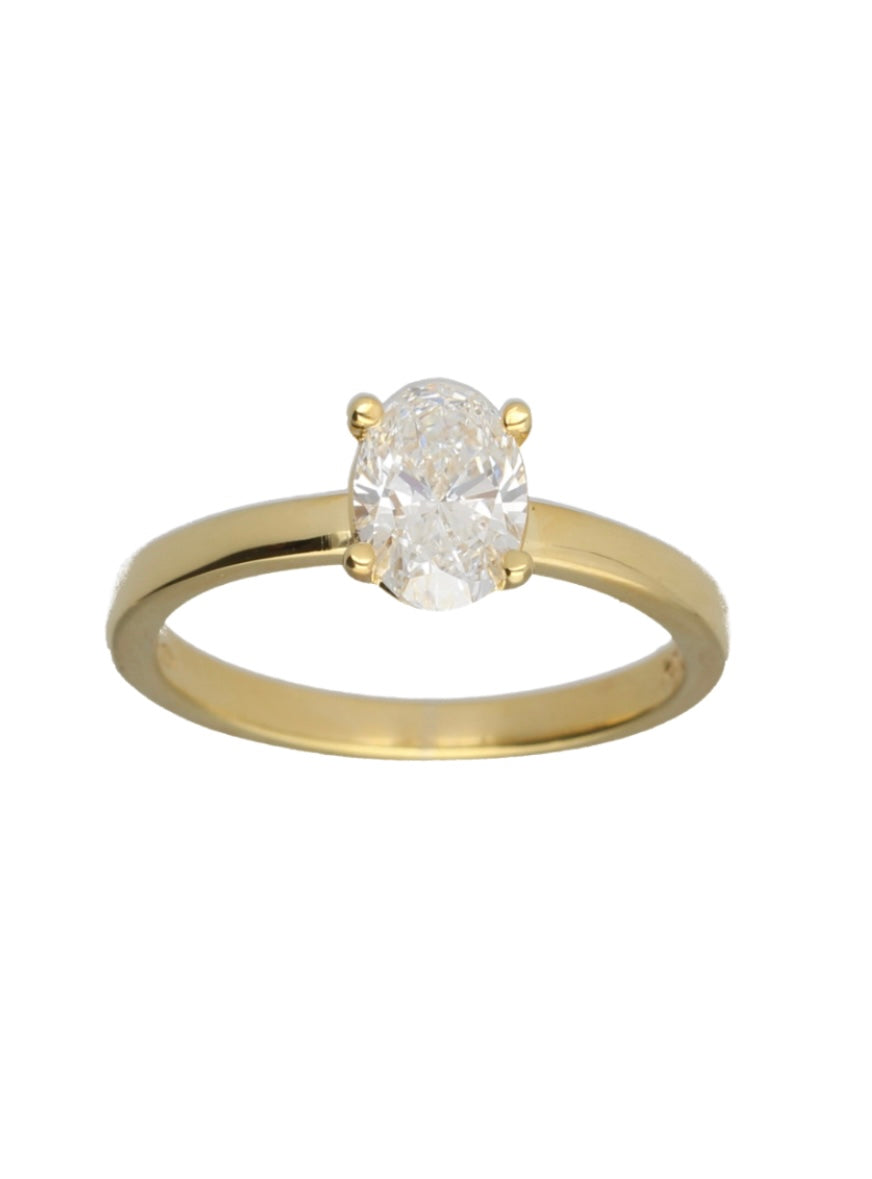 9ct Yellow Gold Solitaire Oval Lab Diamond Ring