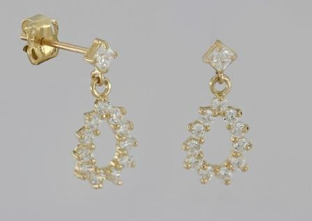 9ct Cz Drop Earrings