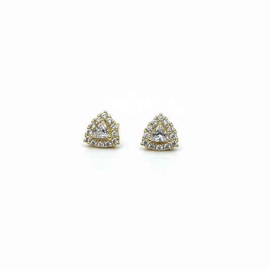 9ct Yellow Gold Triangular CZ Studs.