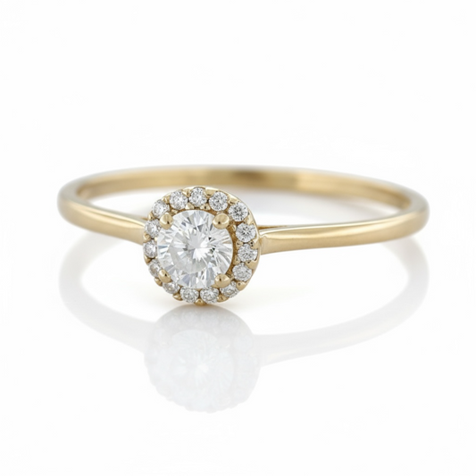 9ct Gold CZ Halo Design Ring