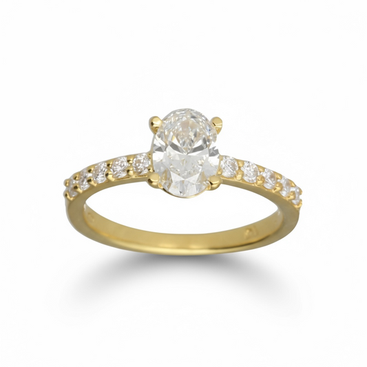ladies 9ct gold dress rings Ladies 9ct yellow gold dress ring set with diamonds and a sapphire, UK size L