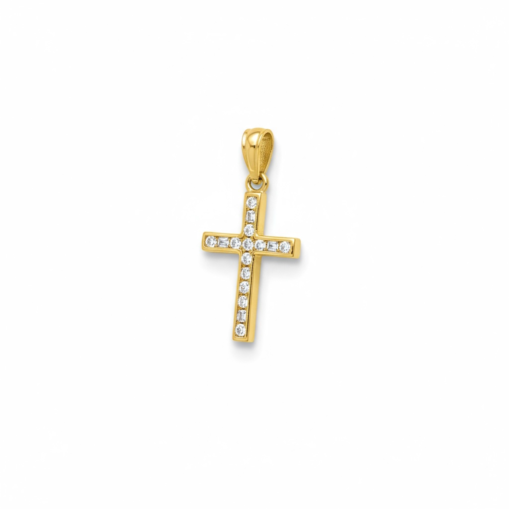 9ct Gold CZ Fancy Cross Pendant